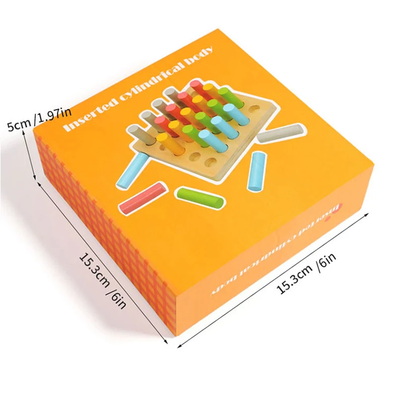 Kinder Montessori Früherziehung Holz Bunte Plugboard Hand-Auge-Koordinationstraining Farbe Kognitives Lernspielzeug