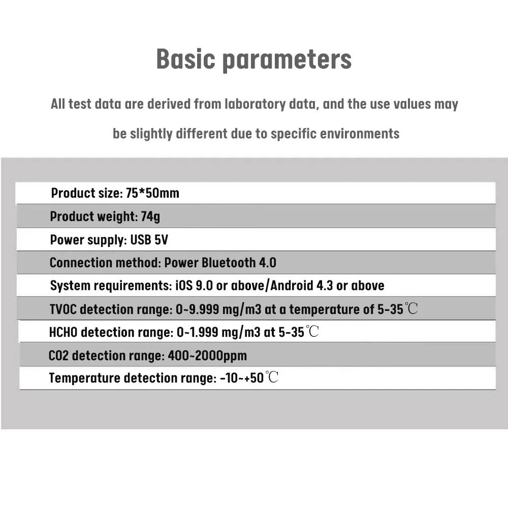 Imagem -06 - Detector de Qualidade do ar com Função App Tvoc Hcho Sensor de Co2 Monitor de Temperatura Analisador de Gás