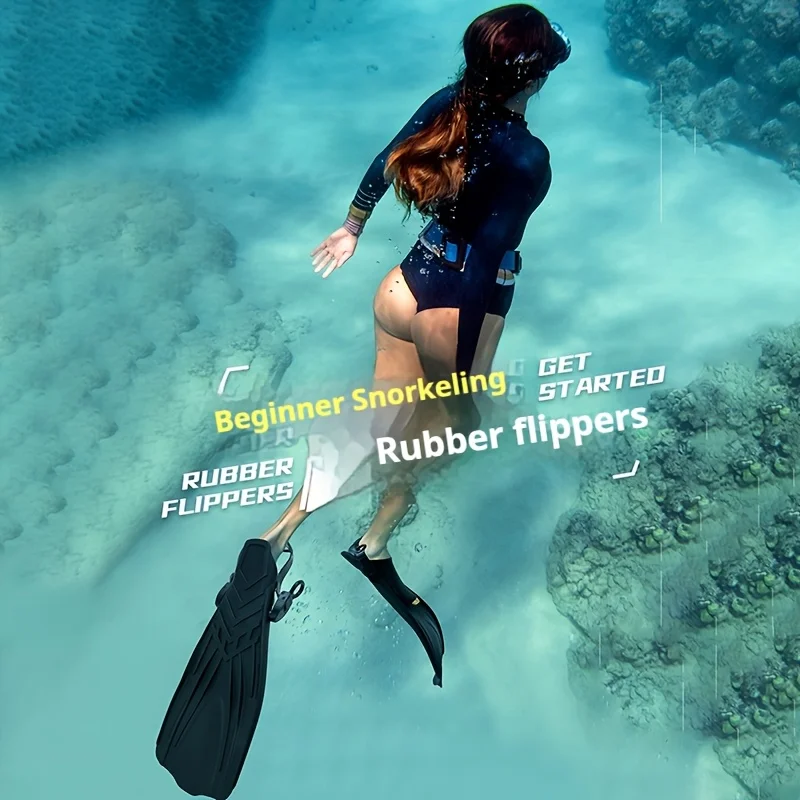 

1 pair of fins, snorkeling equipment, swimming frog shoes, adult adjustable fins, diving fins.