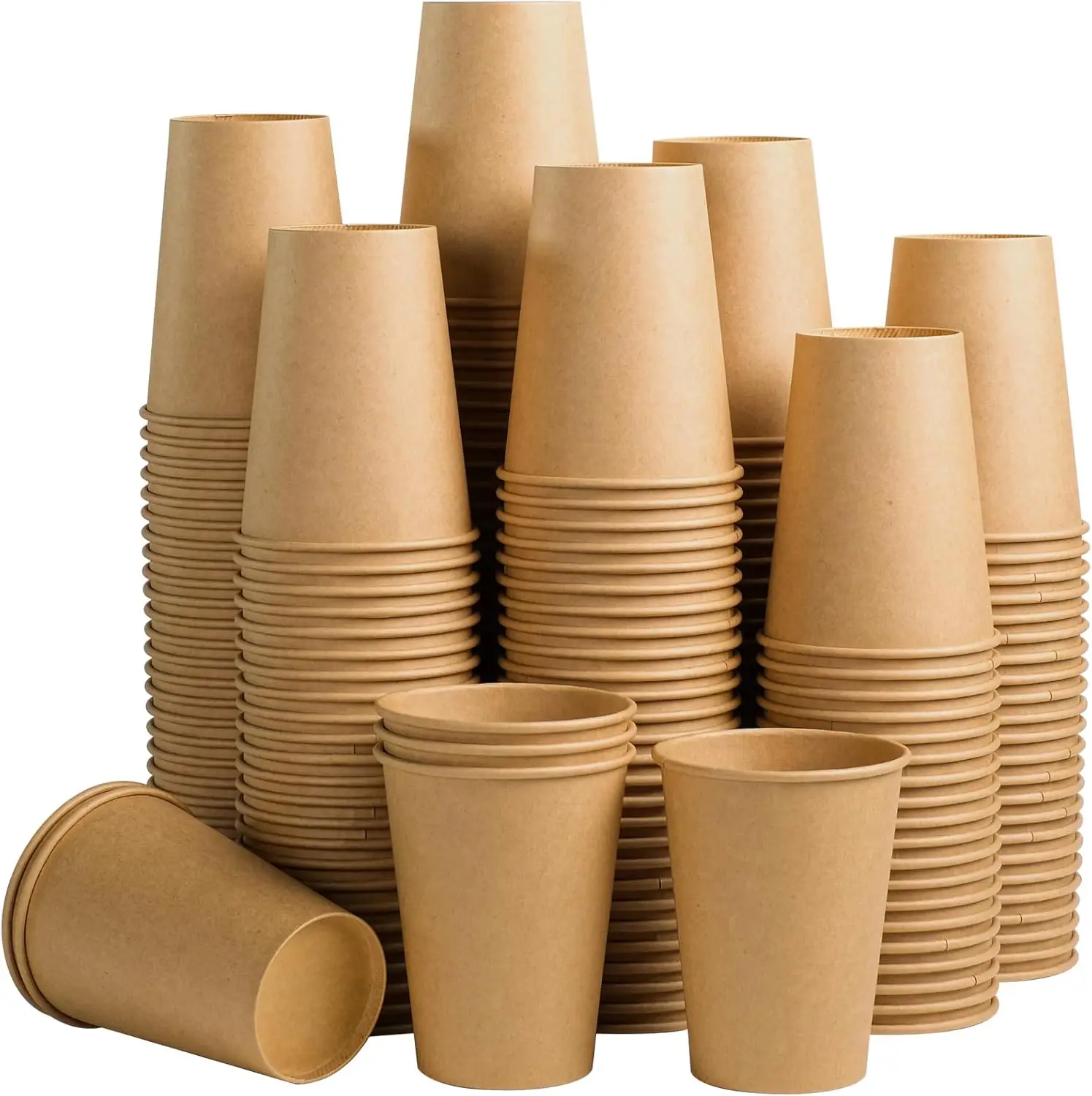 

180 Pack 12 OZ Paper Cups, Brown Kraft Disposable Paper Coffee Cups 12 oz, Unbleached Paper Cups for Hot/Cold Beverage P