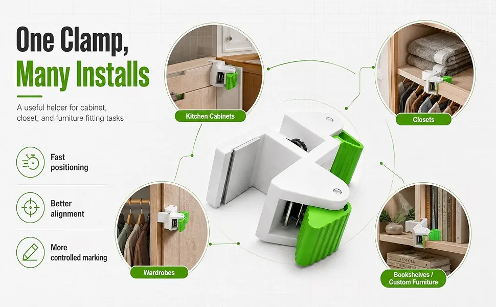 Holzbearbeitungs-Füllplatten-Installationsklemme, Schrank-Markierungs-Vorrichtung, Verstellbares Paneel-Markierungswerkzeug, Positionierungshilfe für Küche und Schrank – Detail 4