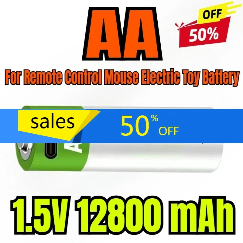 

New 1.5V USB AA Rechargeable Battery 12800 mAh Type-C Li-ion Battery for Remote Control Mouse Electric Toy Battery