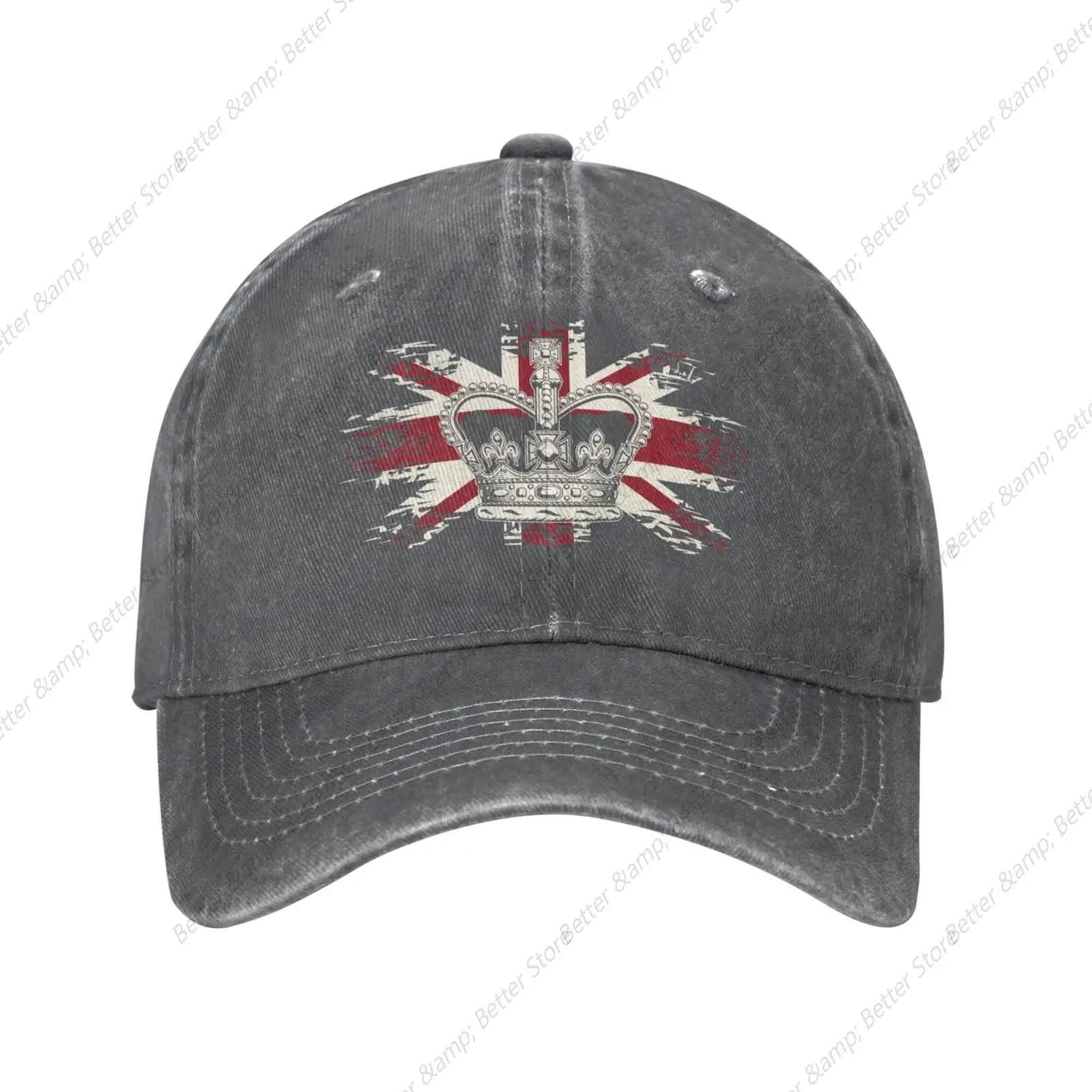 

Vintage Washed Distressed Adjustable Crown UK Flag Women Denim Cotton Cap Fitted Mom Dad Trucker Cap for Women Unisex