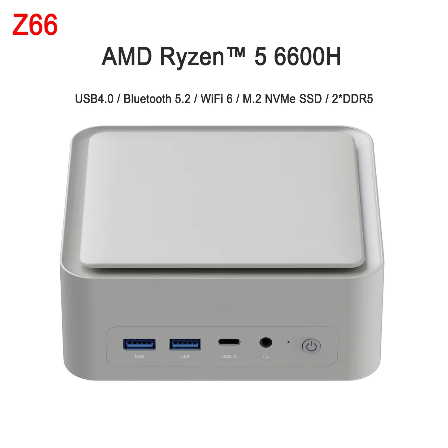 SZBOX MINI PC Z66 AMD Ryzen 5 6600H 4800MHz SSD PCIe3.0 Windows 11 Pro Wifi 6 BT5.2 Full-featured Type-C Desktop Office Computer