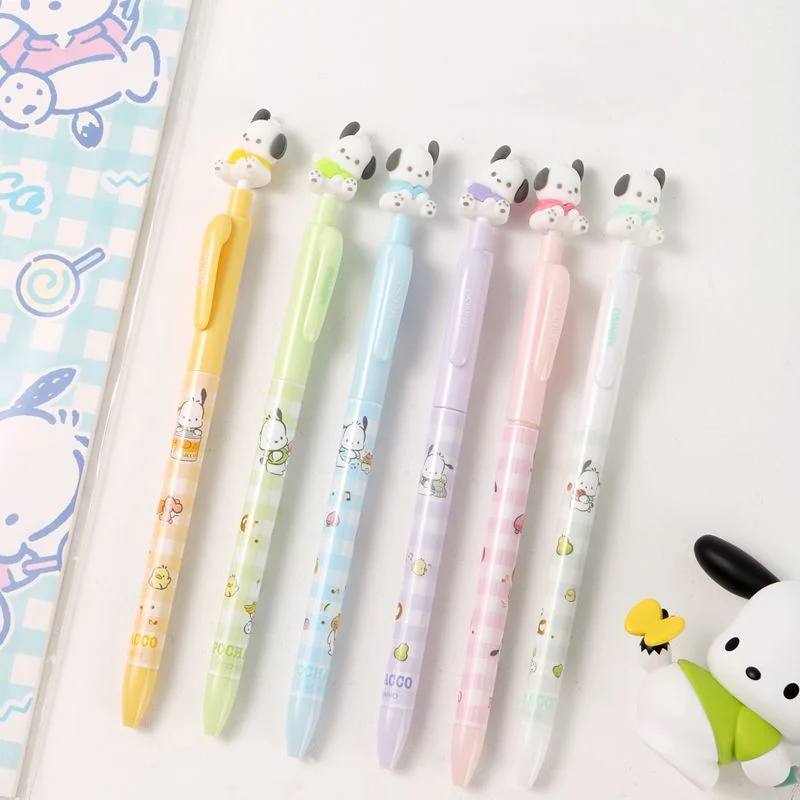 Sanrios Pochacco 0.5Mm Black Gel Pen Cute Rotatable Puppy Press Pen Student Signing Pen Creative Stationery School Supplies Gift