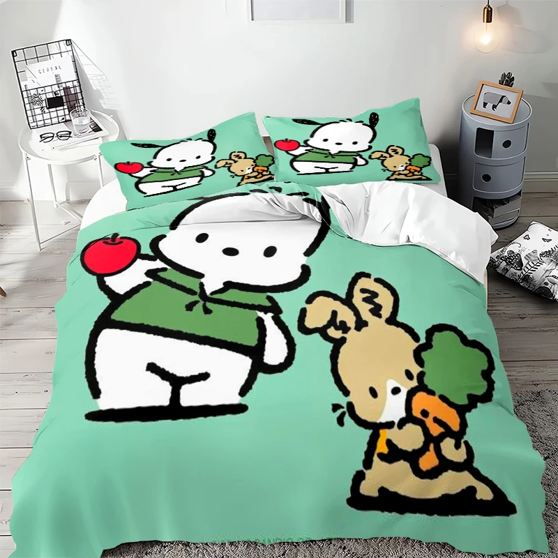 Pochacco Duvet Cover Full Color Multi Size Cute Pattern Kids Room Decoration Teen Gift 3d Print Printed Microfiber Bedding Set