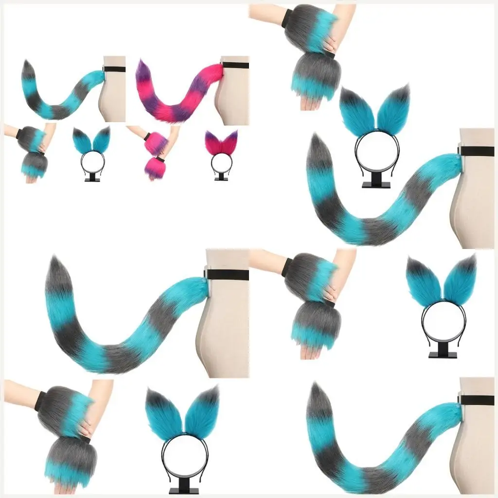 

Animal Cosplay Costume Accessories Animal Tail Furry Ear Headband and Wrist Cuffs for Women Christmas Halloween Cosplay