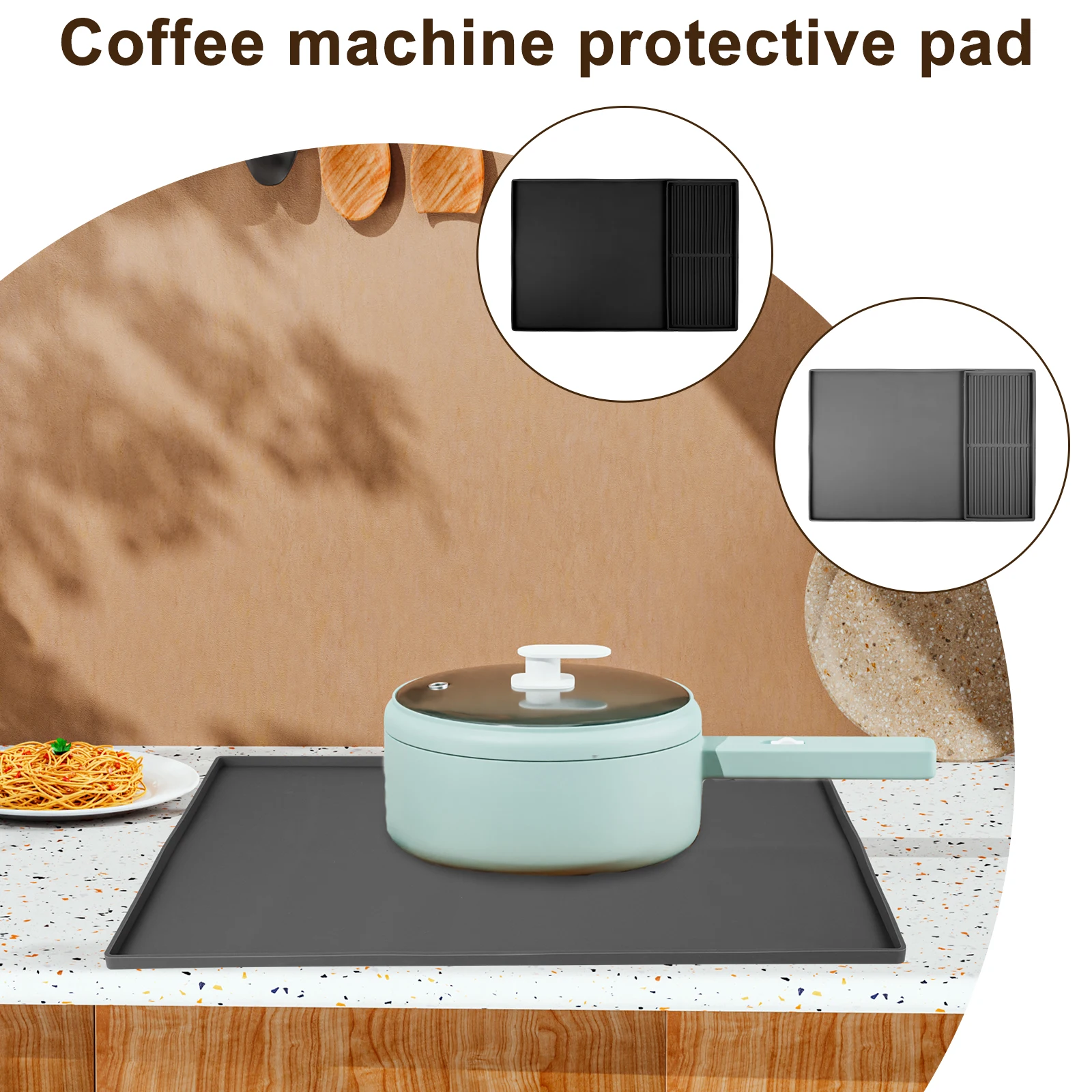 

Silicone Coffee Mat Coffee Bar Mat with Raised Edges and Detachable Dish Drying Mat Nonslip Rubber Backed Under Coffee Maker Mat