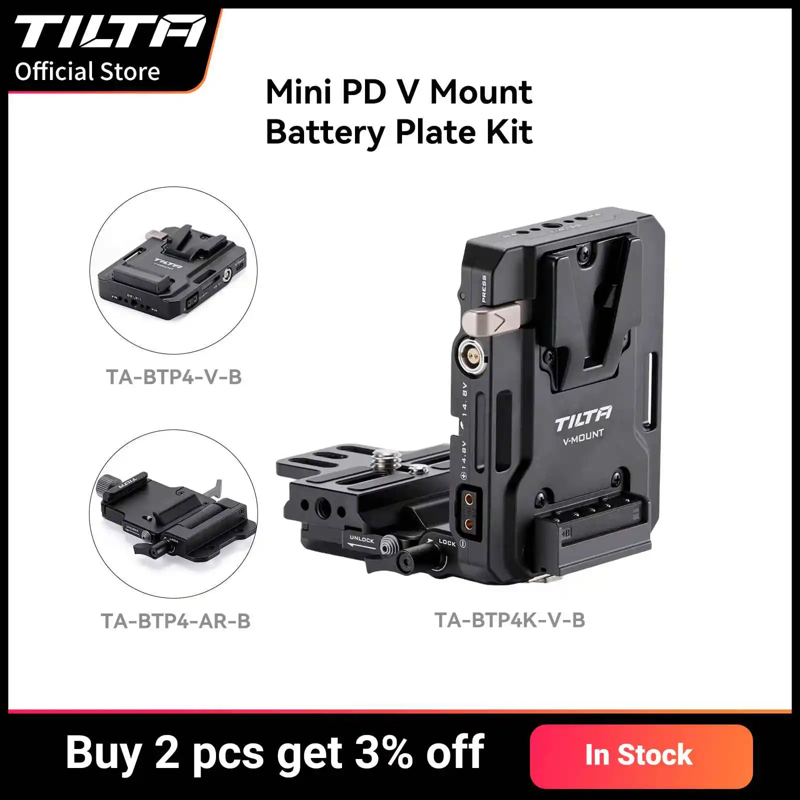 TILTA NEW Mini PD V Mount Battery Plate 100W with Adjustable ARCA Receive for Sony for Canon for Panasonic DSLR Cameras  TA-BTP4