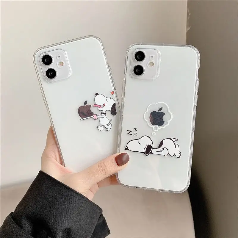 Peanut Snoopy Creative Idea Phone Case For iPhone 16 15 14 13 12 11 Pro Max XS Max XR 7 8 Plus MINI Y2K Transparent Back Cover