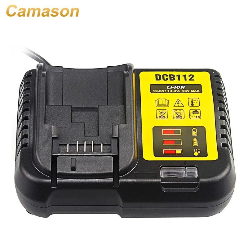 Rapid Fast Li-Ion Battery Charger Compatible with Dewalt DCB112 10.8V 14.4V 18V Multi Voltage Slide Battery DCB200 DCB101 DCB184