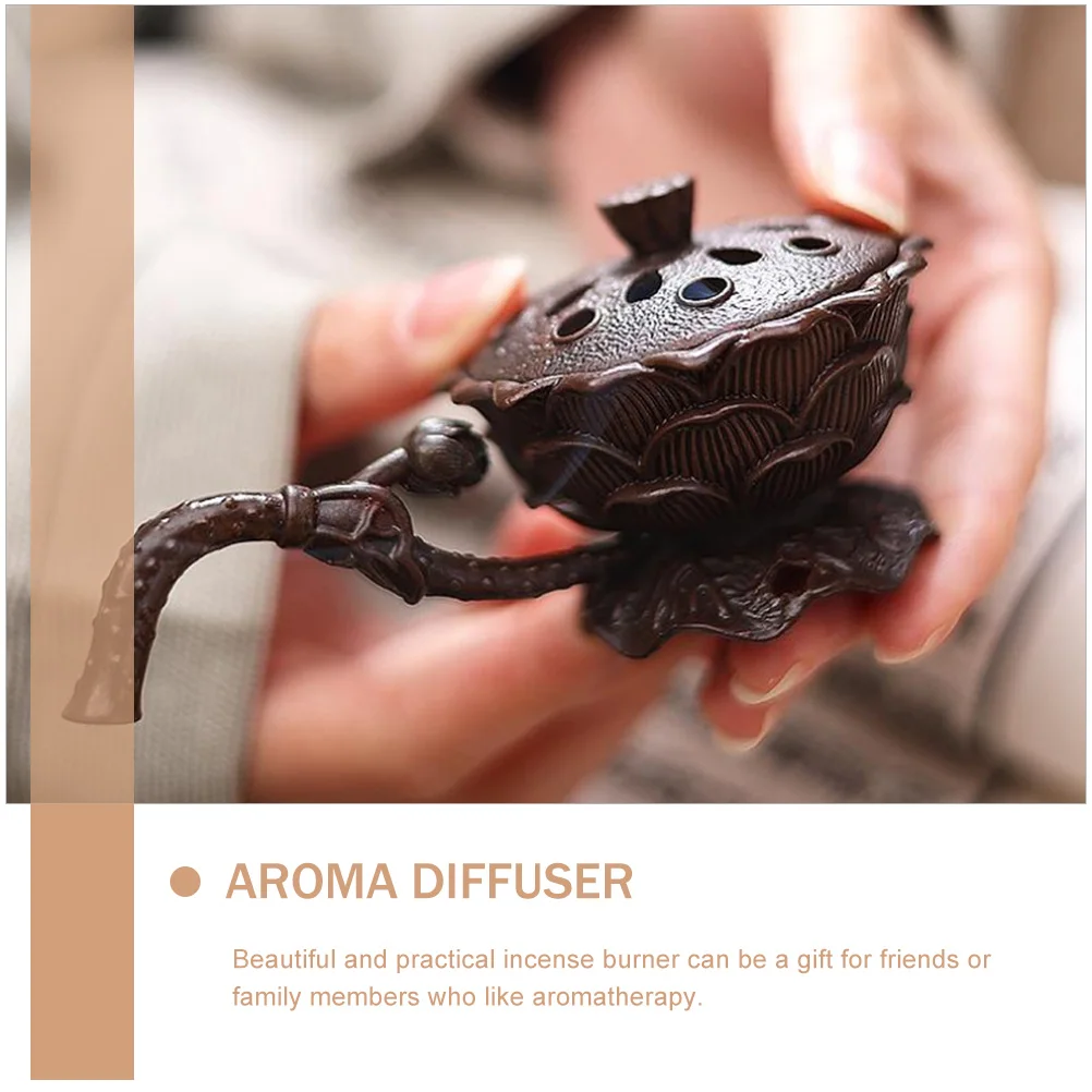 

Elegant Metal Agarwood Hand Stove Decorative Incense Holder Delicate Aroma Diffuser Zinc Alloy Ceramic Scent Wear-Resistant