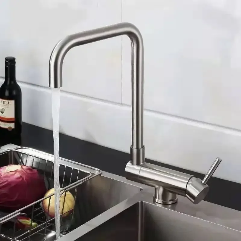 Lead-Free Brass Kitchen Faucet 360° Swivel Folding Mixer Tap Single Handle Nickel Faucet Chrome Brushed Gold Modern Kitchen