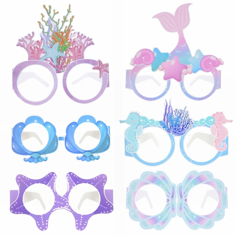 6pcs Mermaid Party Tail Shell Starfish bicchieri di carta sotto il mare tema festa di compleanno Baby Shower decorazione bomboniere giocattolo 6