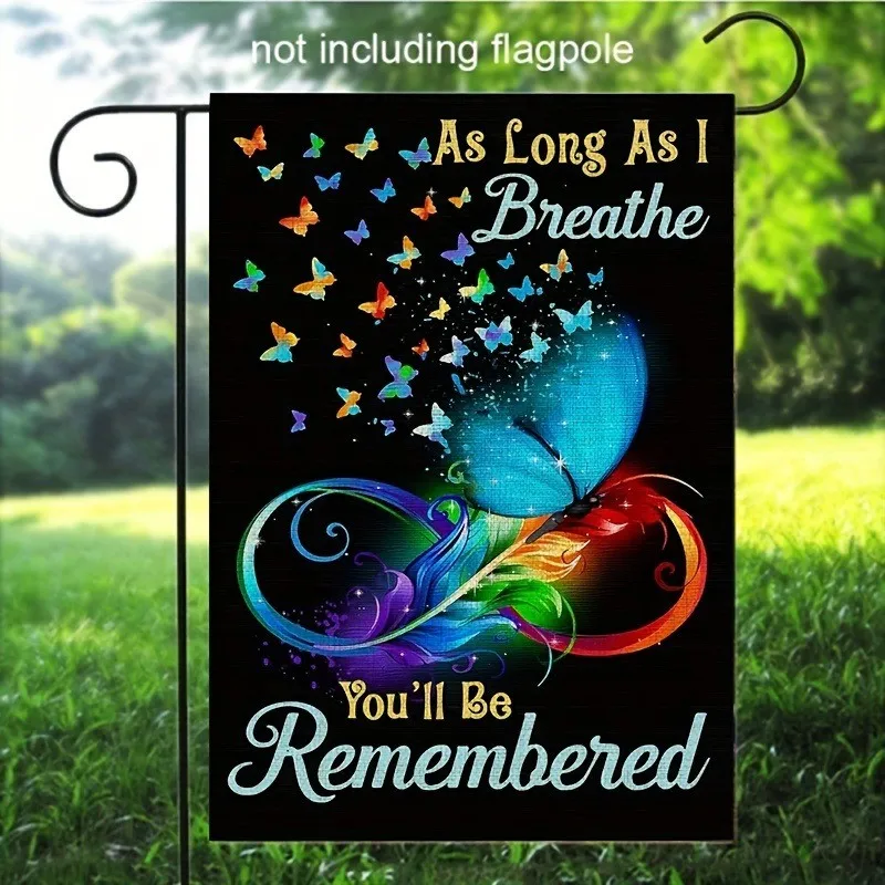 

Флаг садовый с бабочками на память, льняной двусторонний Садовый флаг 12 х18 дюймов для украшения дома и сада, двора, без шеста в комплекте