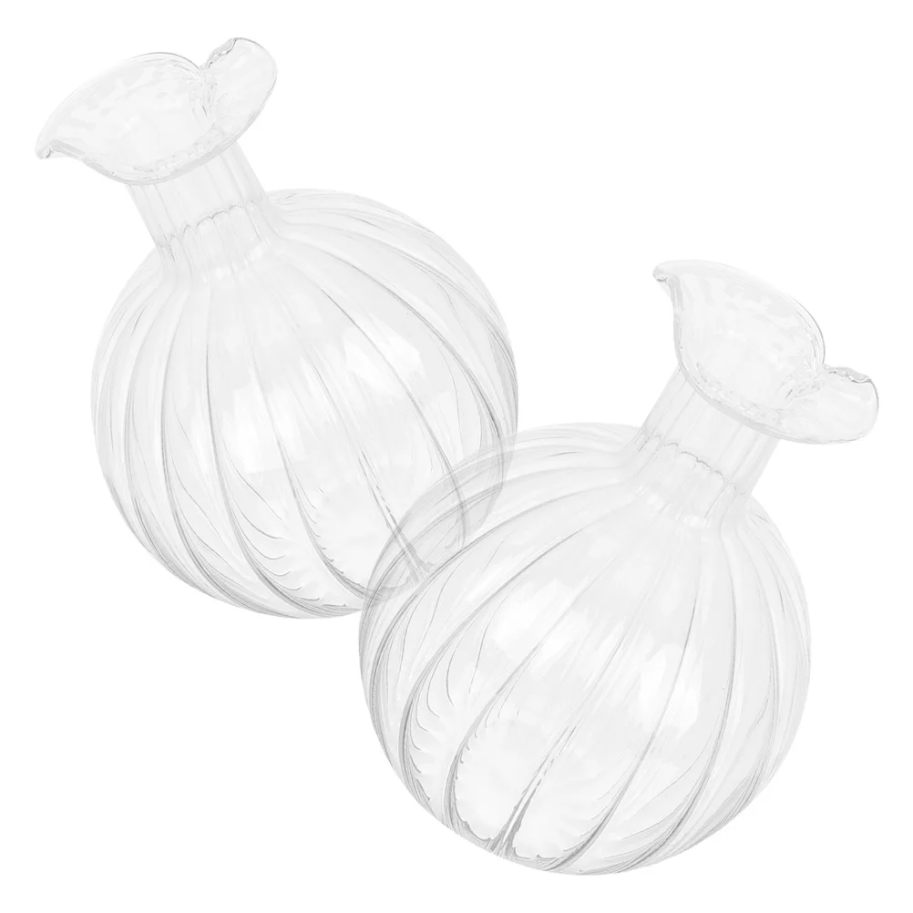 

2Pcs Glass Vase Pomegranate Shape Clear Hydroponic Planter Decorative Flower Holder Home Office Pomegranate Vase