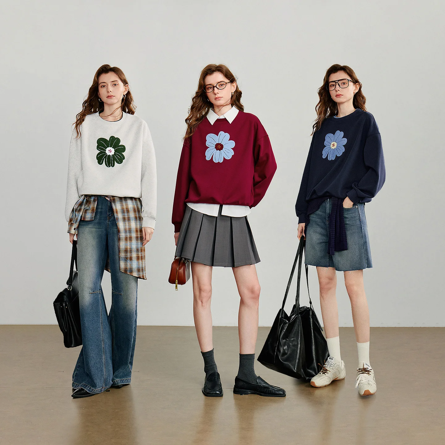 TOYOUTH sweat à capuche pour femme 2025 automne nouveau vert velours fleur brodé col rond pull couverture en coton