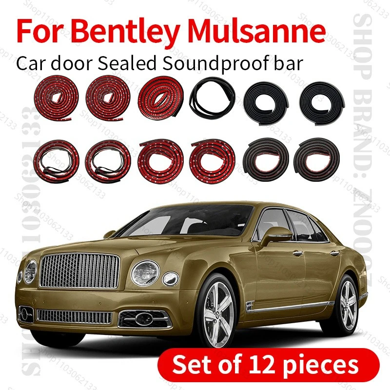 

For Bentley Mulsanne Car Door Seal Strip Rubber Double Layer Sealing Protector Soundproof Strip Dustproof Seal Strip 12PCS Set