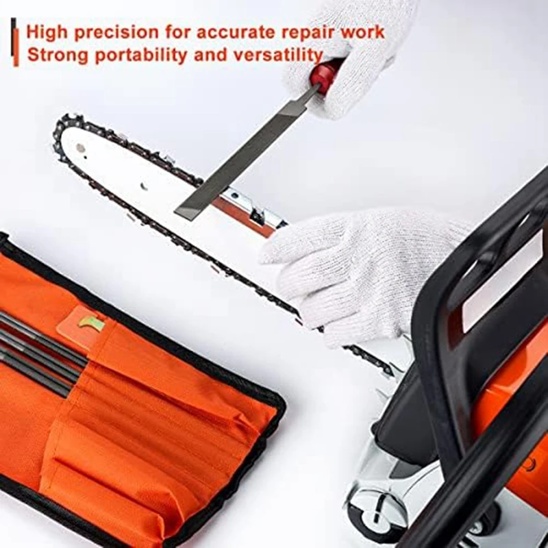 12Piece Chainsaw File, Chainsaw Sharpener Kit Round Chainsaw File Depth Gauge Quick Check Gauge