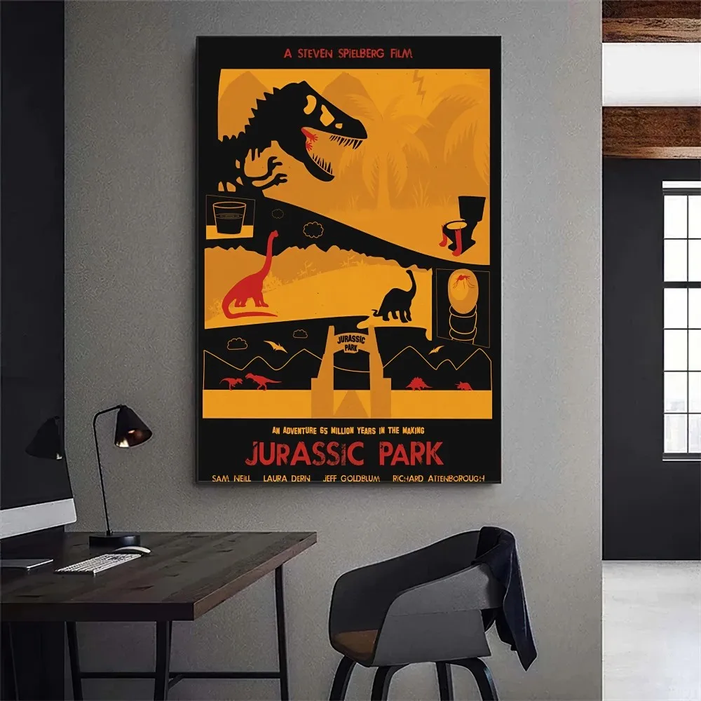 Jurassic Park Movie Poster Gallery Prints Self Adhesive Home Decor Decoration Wall Decals Living Room Sticker