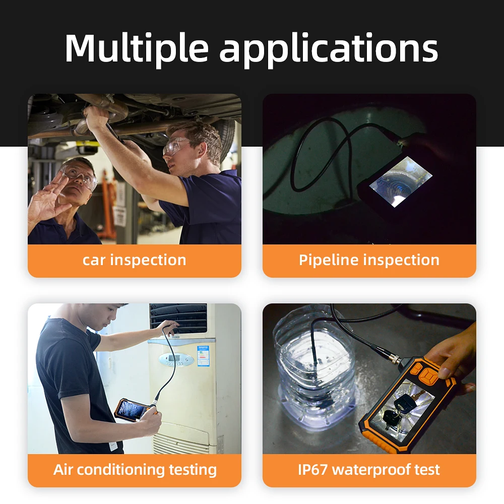 Dual Lens Borescope Digital Industrial Endoscope with 4.3\\\