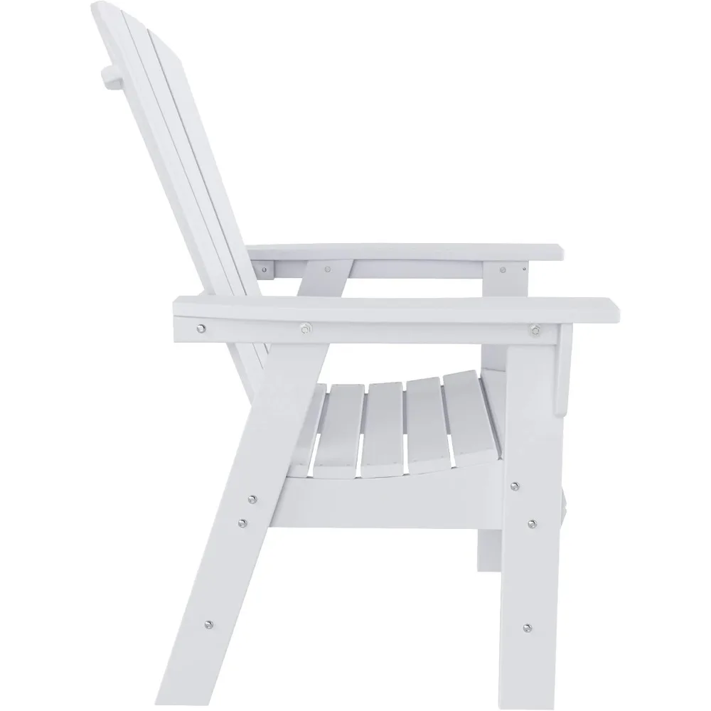 كرسي طعام Adirondack خارجي مقاوم للطقس باللون الأبيض