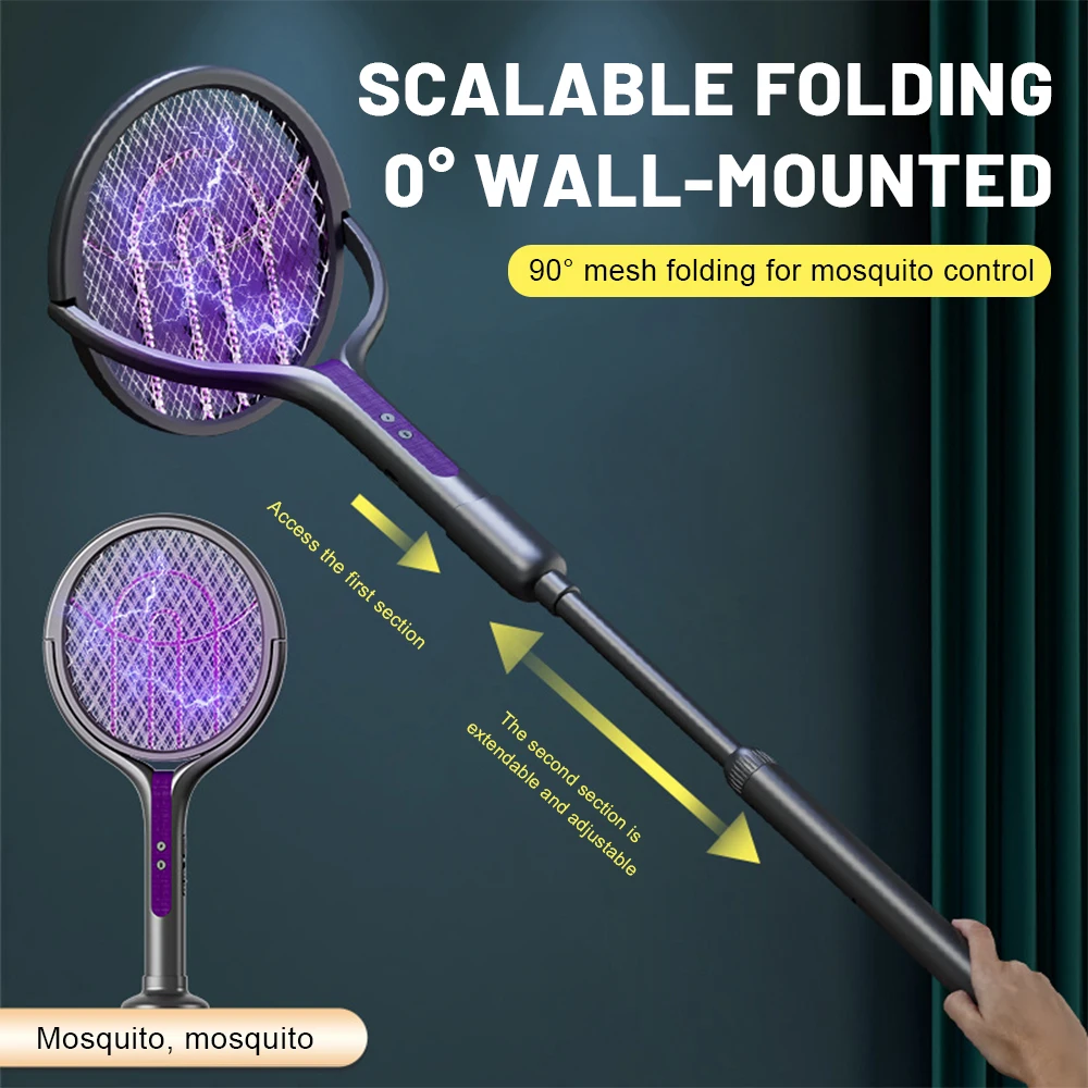 

Многофункциональная лампа-убийца комаров 2-в-1, угловая выдвижная мухобойка от комаров, USB перезаряжаемая мухобойка от комаров, мухобойка