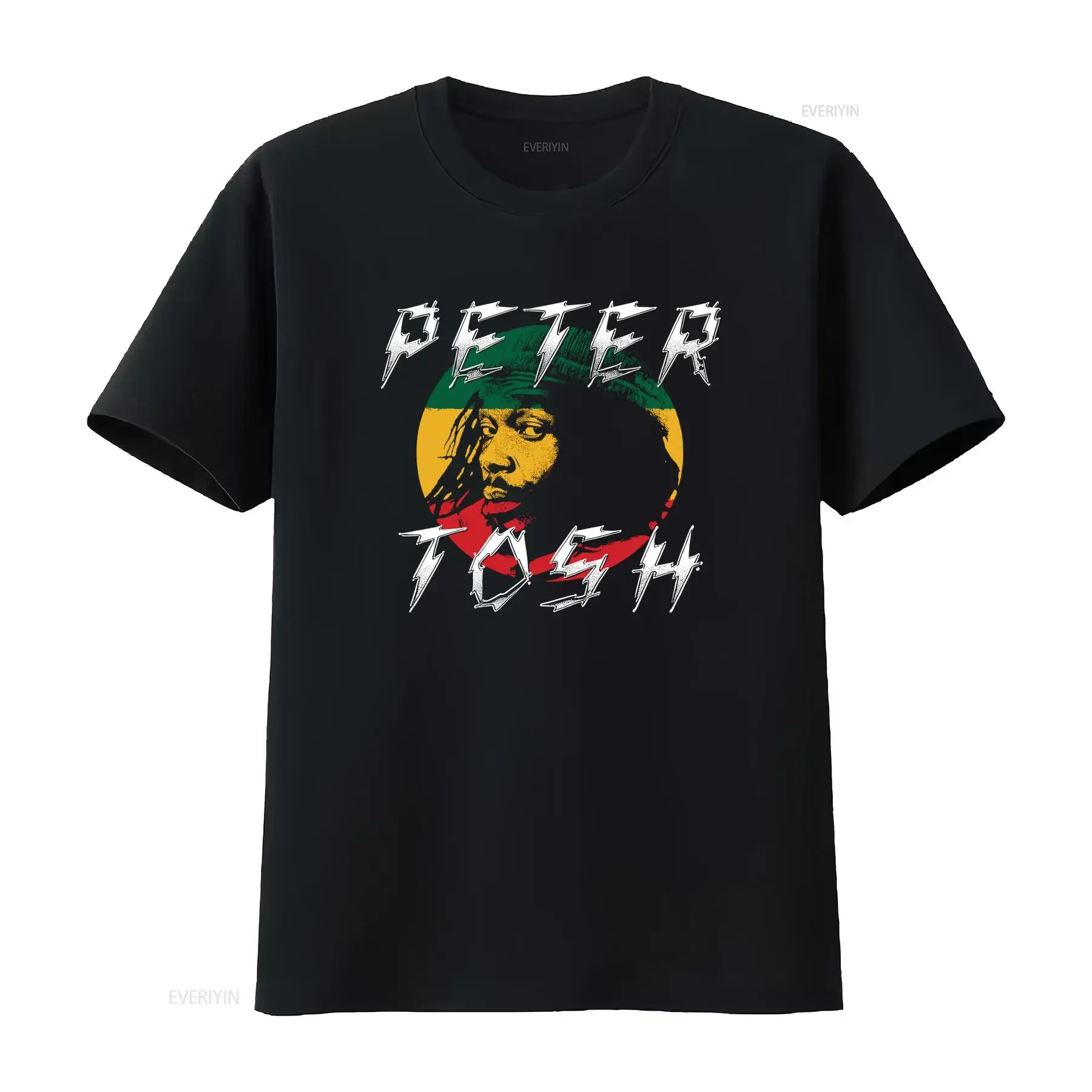 Bob Marley Style Peter Tosh Lightning Logo T Shirt for Men and Women vintage Washed Breathable Slightly Stretched Versatile