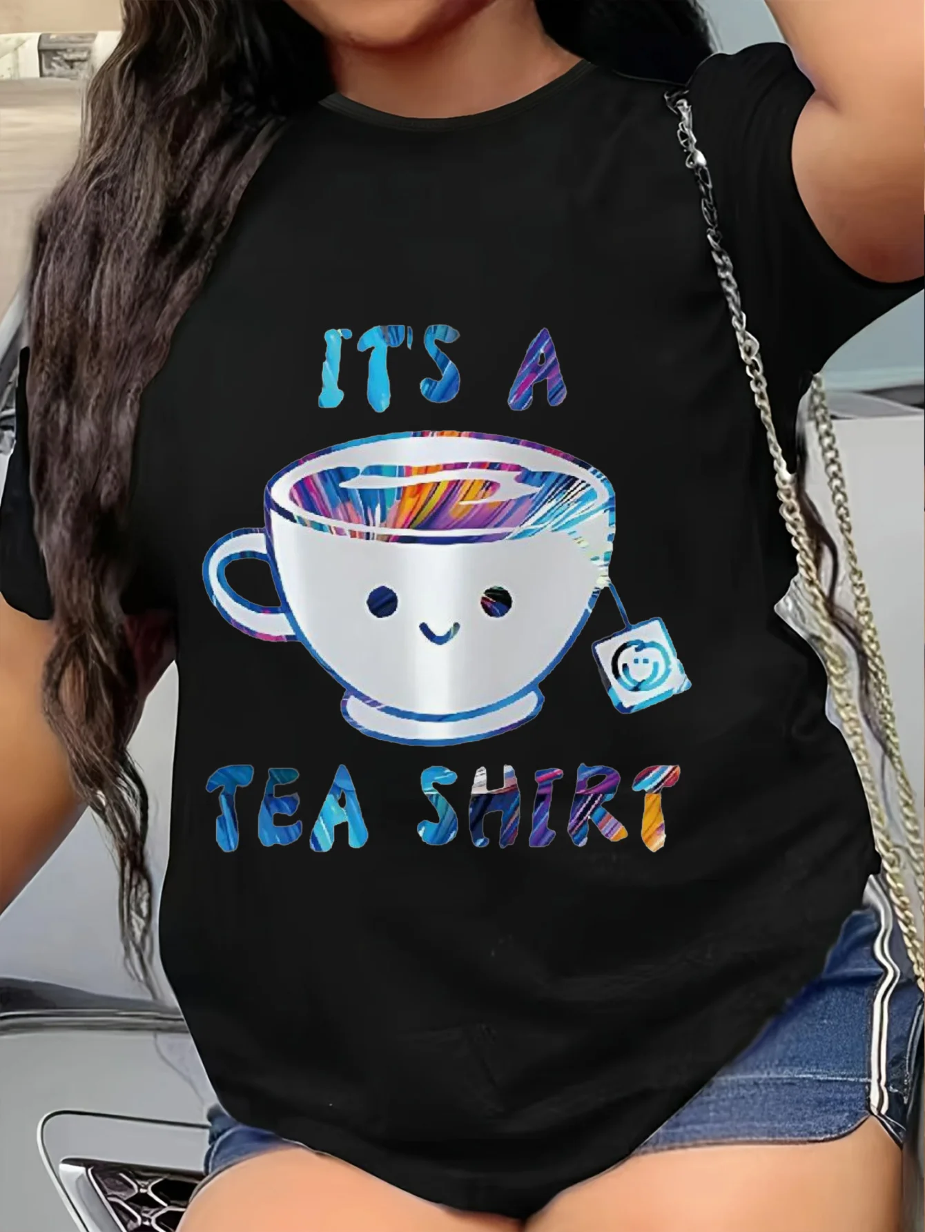 

Cute Tea Graphic Printing Summer Autumn Winter Pure Cotton Men's and Women's T-shirts Short Sleeves Luxury Outdoor Sports Brand