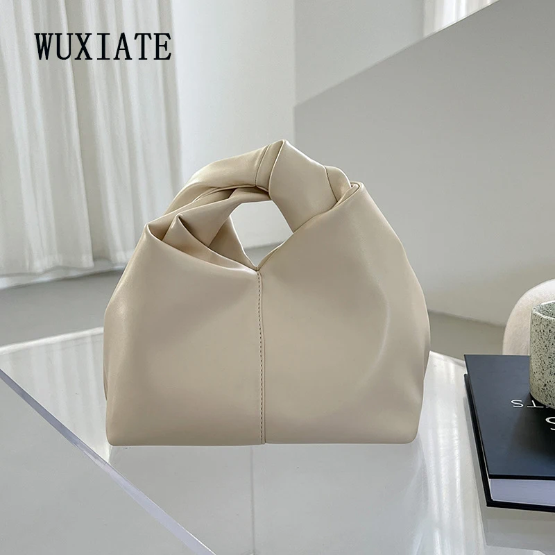 

WUXIATE Commuter Women handbag Niche trend fashion handbag texture soft leather folds cloud bag