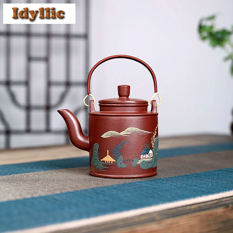 

250 мл Исин Фиолетовые Глиняные Чайники Художники Ручной Работы Ян Тонг Горшок Сырой Руды Фиолетовый Грязевой Чайник Для Замачивания Чай с Фильтром Чайный Набор Цзыша