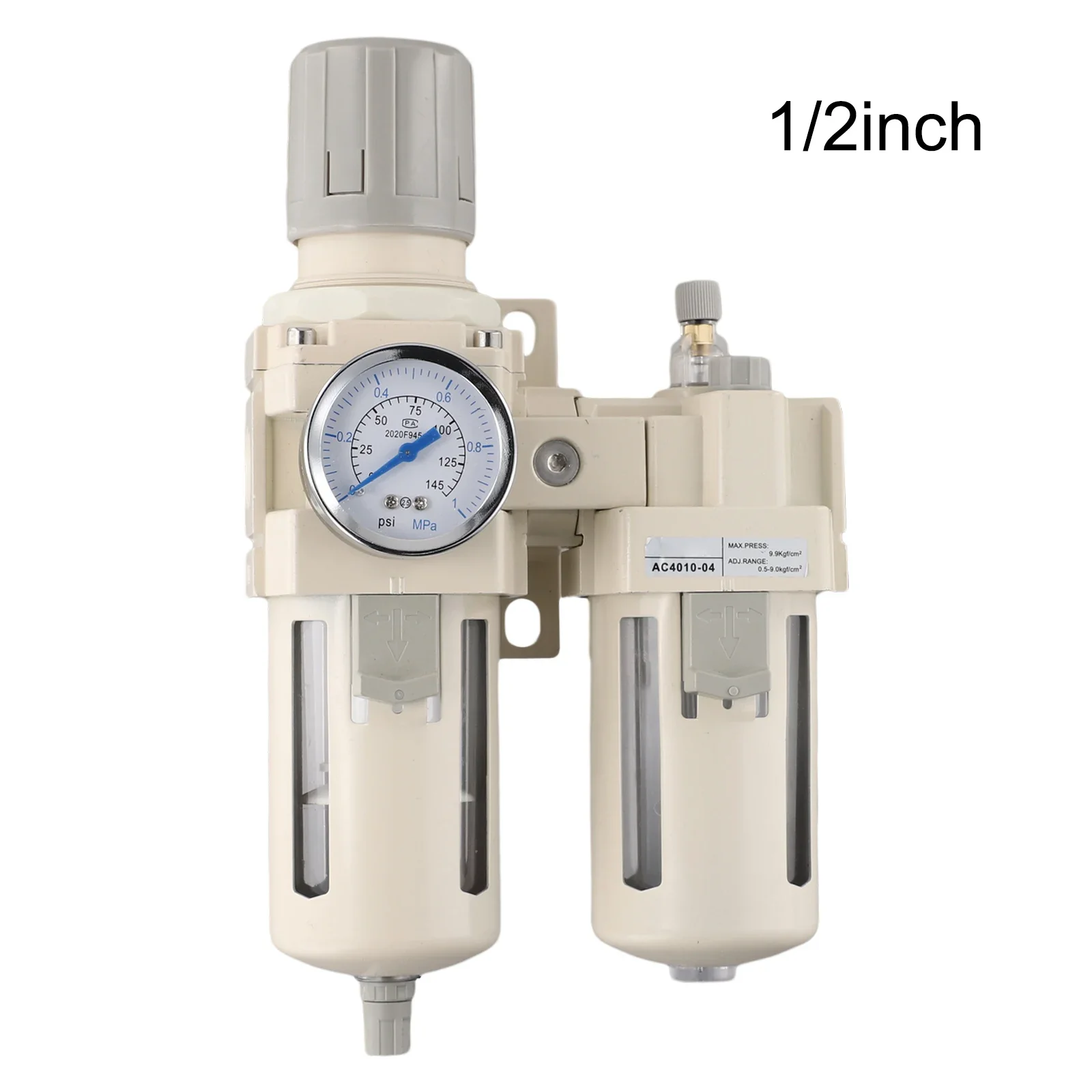 1pc Air Source Processor Compressed Air Filter Water/Oil Trap Separator Semi-Auto Adjustable Pressure Control Water Separator