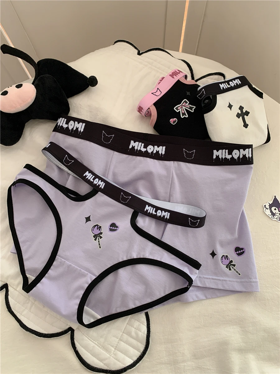 Sweet Library Cp Couple Underwear Cute Cartoon Pure Cotton Lolita Panties 2024 New Cute Young Men\'s And Women\'s Underwear