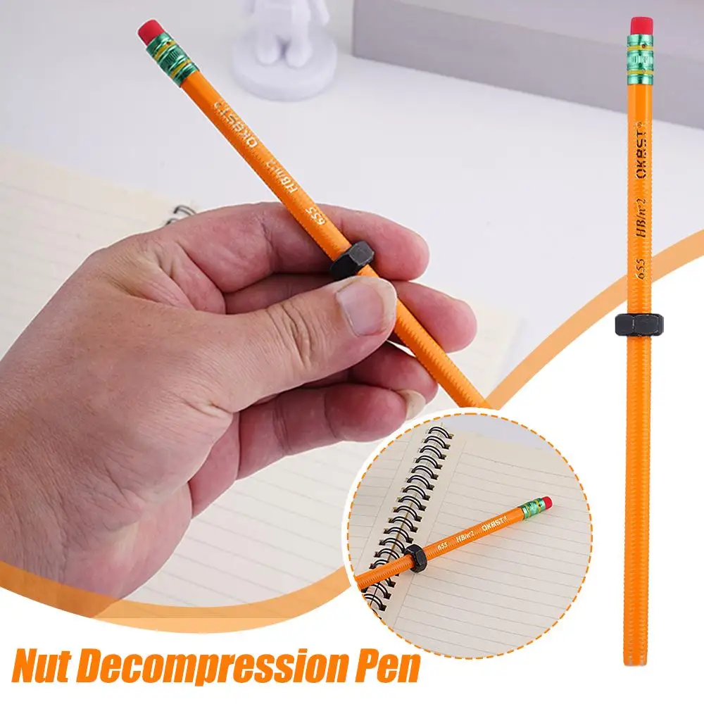 1Pc Nut Decompression Pen New Stress Relief ADHD Pencil Enhances Focus Relieve Anxiety Rotating Pen for Autism Kids