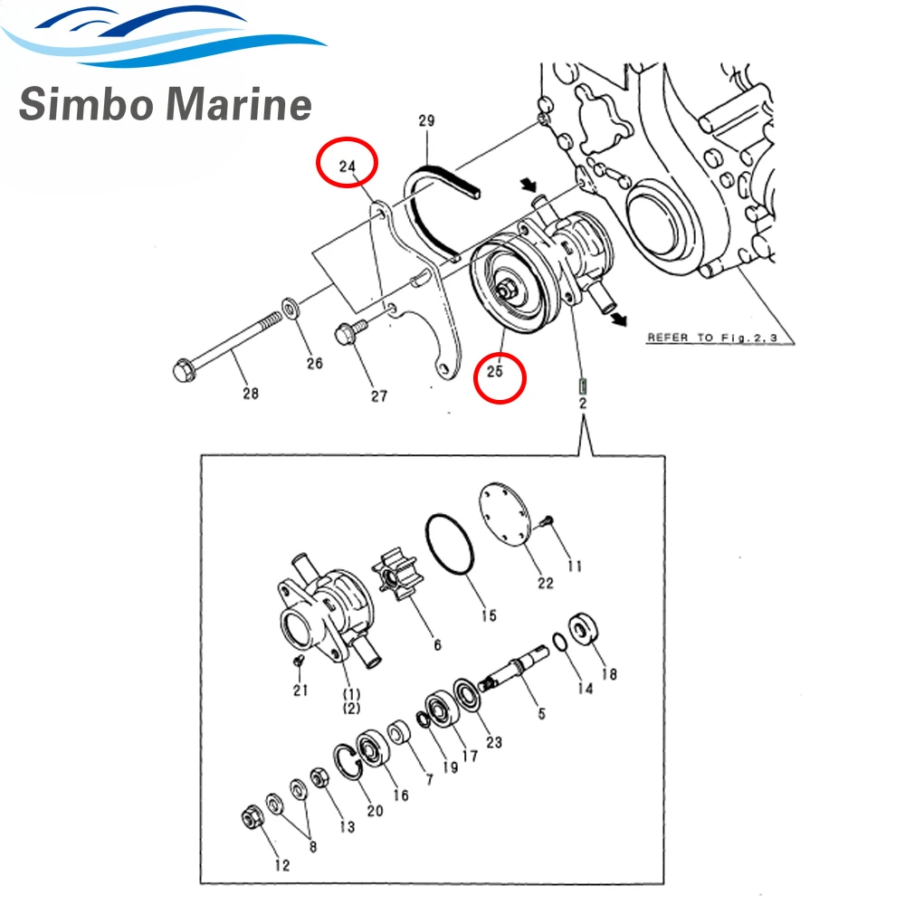 Bomba de água do mar com suporte para Yanmar 128377 -42500 128397 -42500 128377 -42150 Para Johnson 10-24509-01 24509-02 10-13337-01