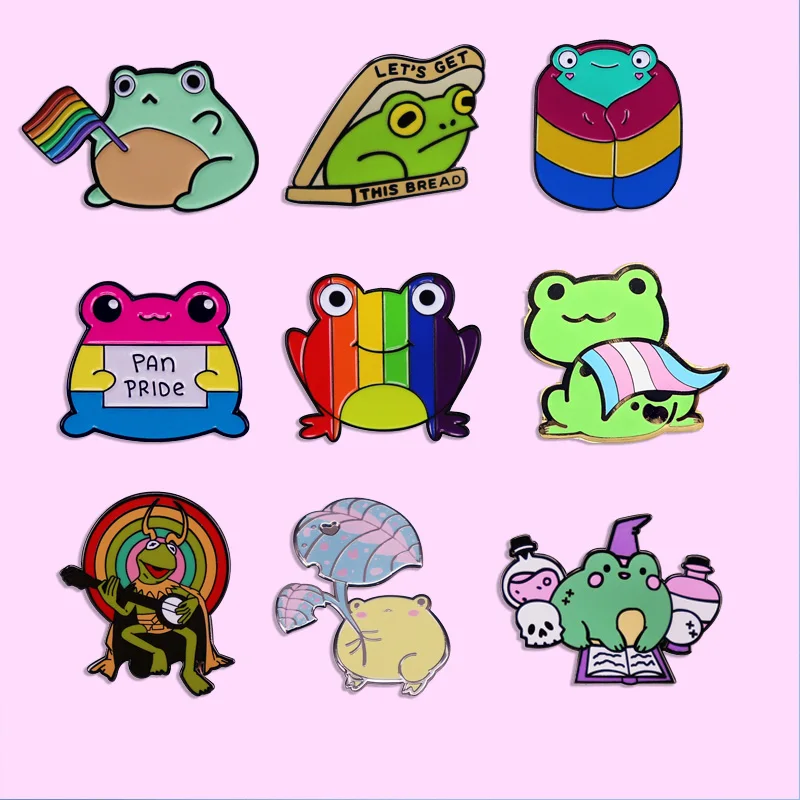 Cartoon Rainbow Pride Frog Enamel Pin Gay Badge Cute Animal Brooch Couple Backpack Pin Fashion Clothes Bag Accessories