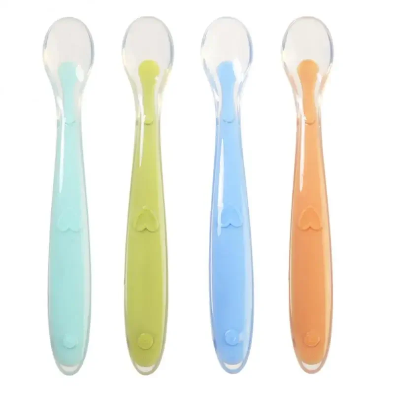 4pcs baby silicone soft spoon for children Young child training feeding BPA-free quality suitable for the first stage of gums