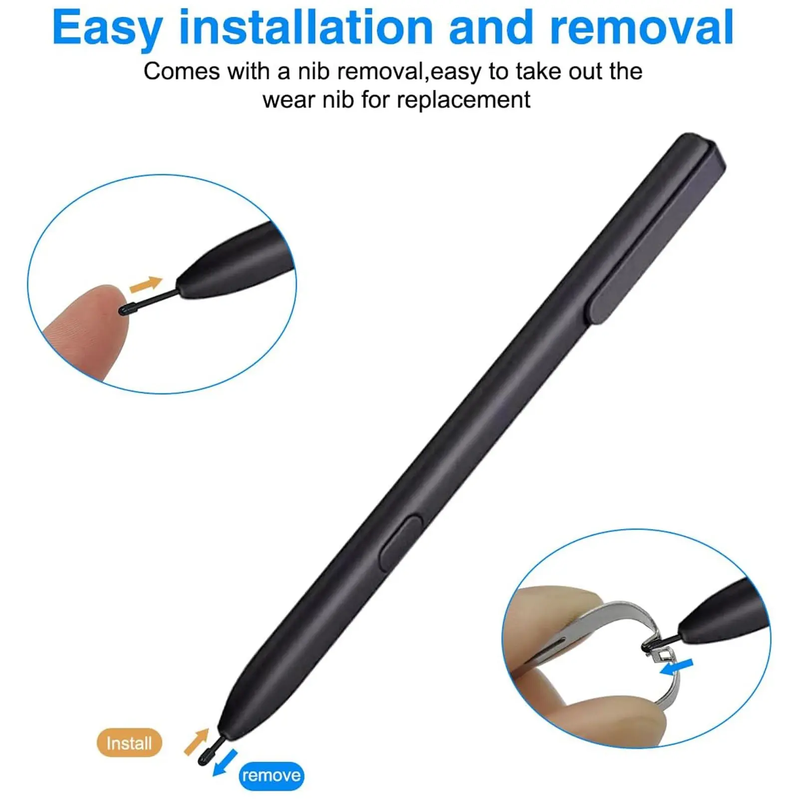 10PCS Touch Pen Nibs EMR Touch Pen Tips Frictionless  4096 Level Pressure Easy Installation ABS with Tweezer for Writing
