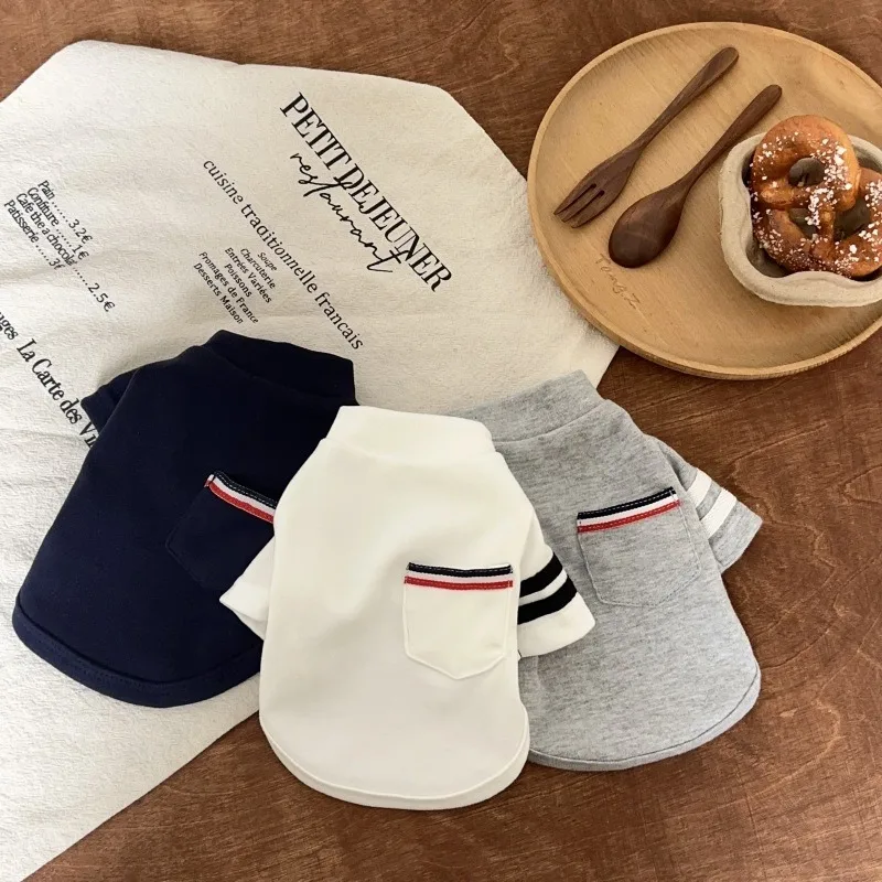 Modisches Haustier-Sweatshirt mit warmer Tasche, gestreifte Kleidung für Hunde, Teddy-Hemd mit weichem Boden, Winterweste für kleine bis mittelgroße Hunde, Welpenmantel – Detail 8