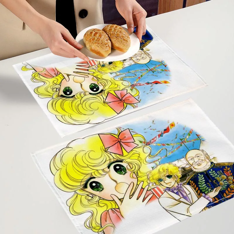 الحديثة سيدة جورجي الجدول حصيرة أنيمي المطبخ أدوات المائدة الكتان تحديد الموقع ل الجدول الحصير شرب كأس كوستر اكسسوارات المطبخ 7.10 #3