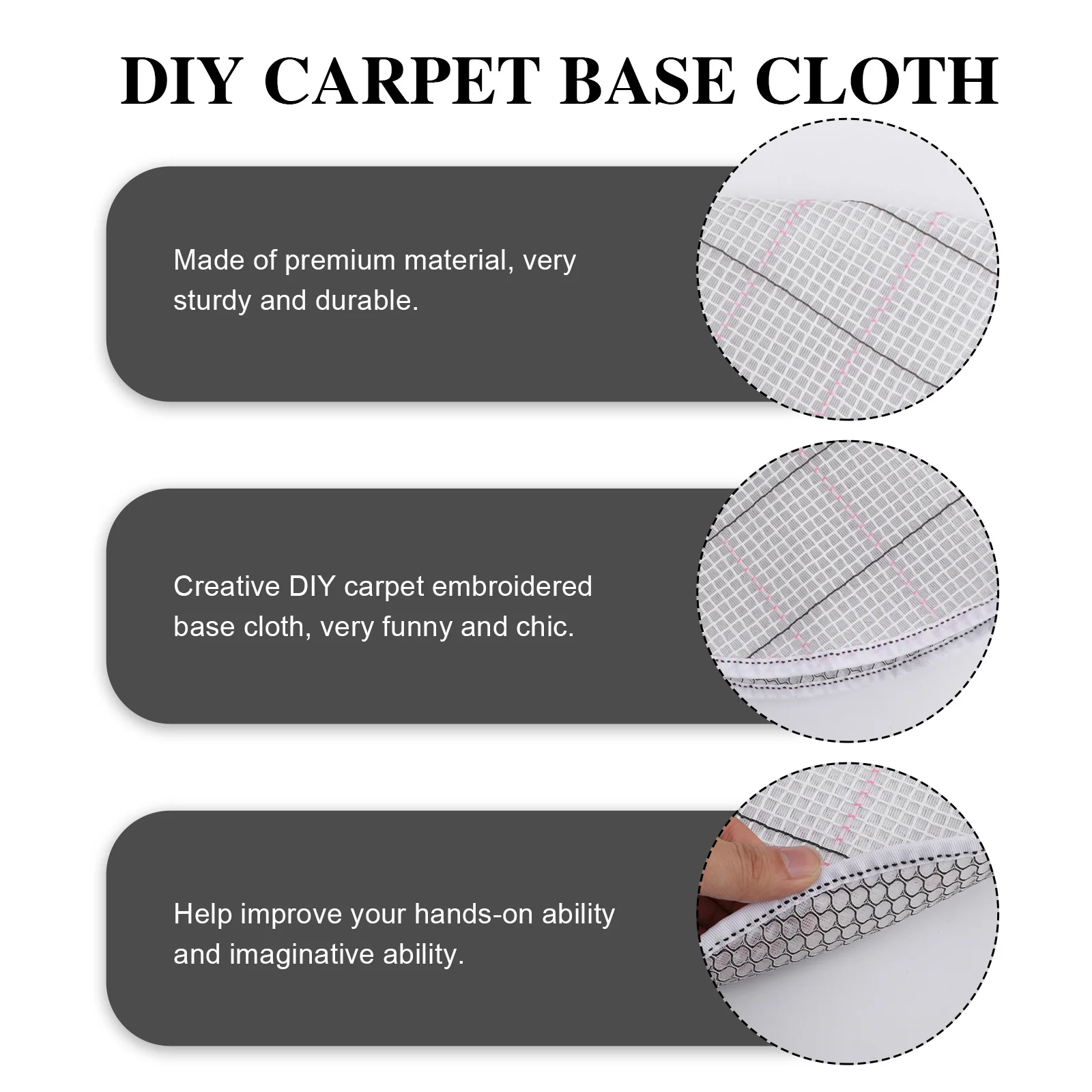 

1pc Diy Carpet Embroidered Cloth 50Cm White Premium Creative Base Fabric For Handmade Crewel Art -Purpose Portable