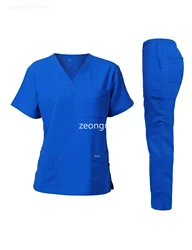 Multicolor Unisex Short Sleeved Pharmacy Nurse Cotton Uniform Hospital Doctor Workwear Oral Dental Surgery Uniforms Medical Sets