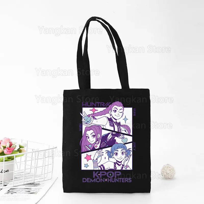 Mira Rumi Joey Huntrix Bolsa de ombro de lona dobrável Bolsa de lona ecológica para compras Bolsa casual para uso diário