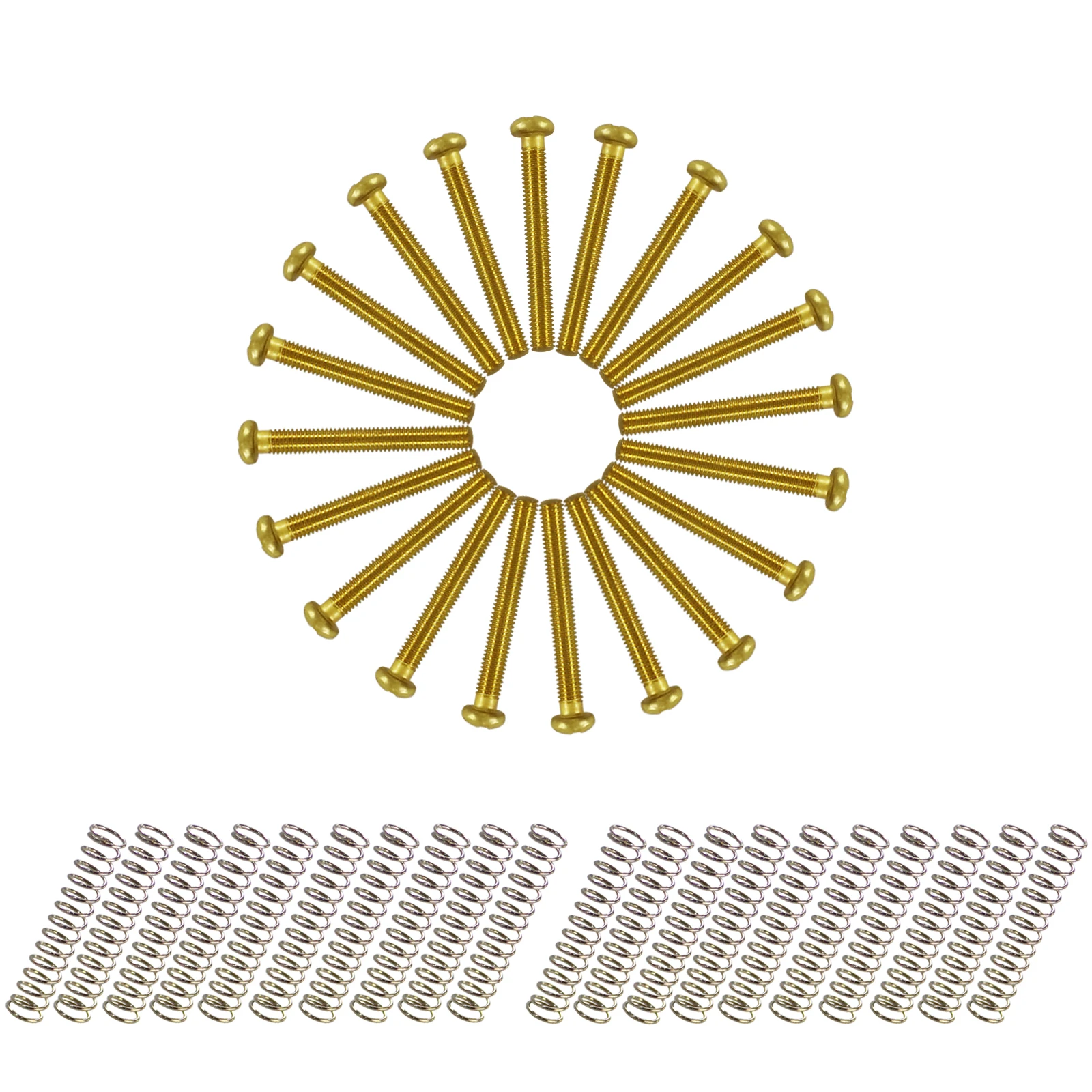 Phrilam 20er-Pack 32MM Humbucker-Tonabnehmer-Höhenverstellschrauben mit Federn, Nickel-Finish, USA/Imperial-Gewinde, Silber/Schwarz/Gold