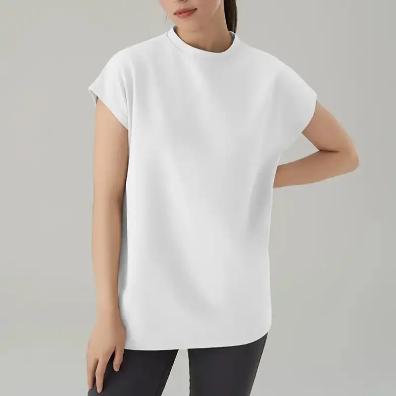 

Женская футболка свободного кроя с короткими рукавами, повседневный однотонный летний топ с круглым вырезом