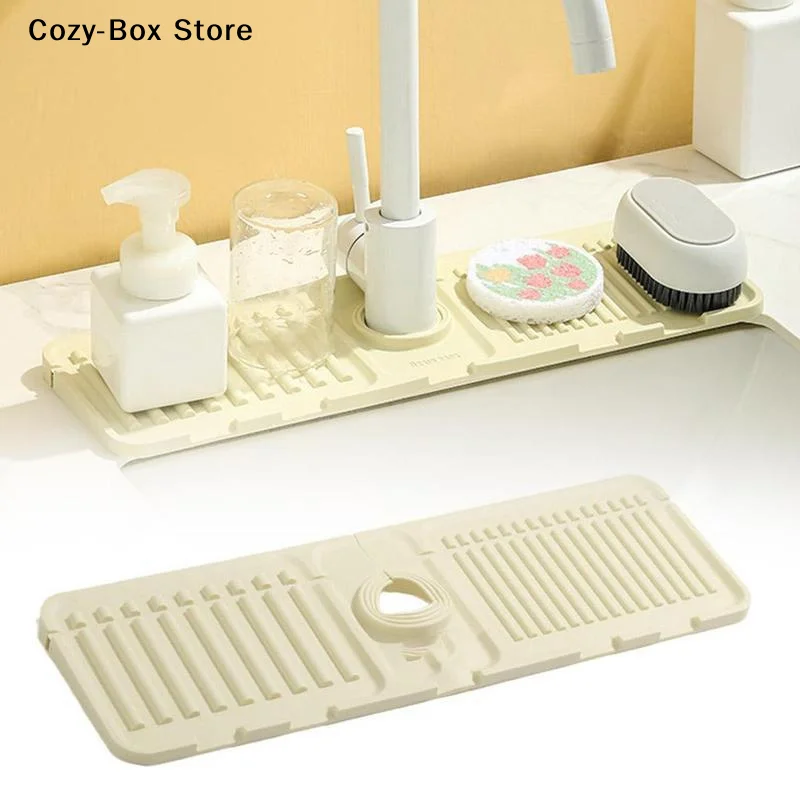[ZY]Water Tap Drain Mat Anti-Splash Silicone Kitchen Sink Backsplash Cuttable And Foldable[ZY]