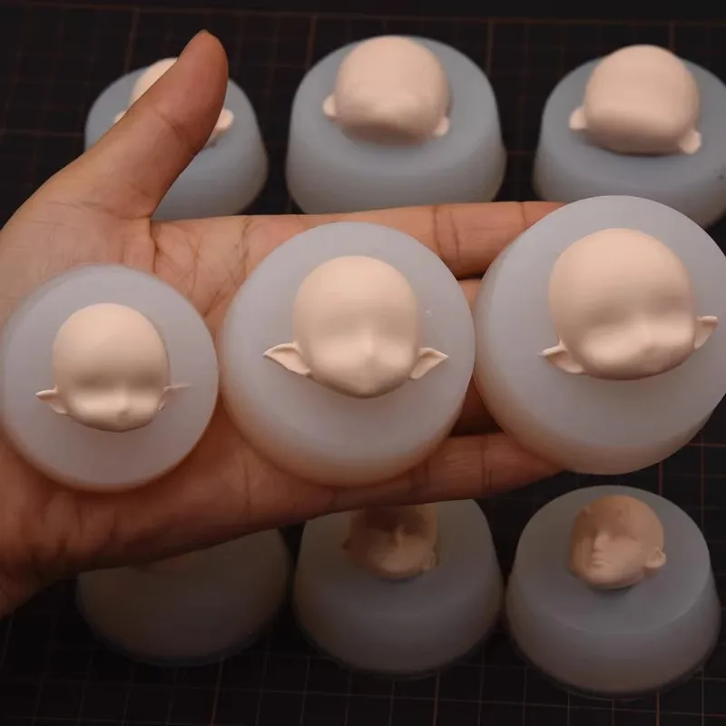 Moule en silicone pour visage humain, version Q, visage souriant, assistant, créateurs super légers, poterie douce, bricolage, poupée BJD faite à la main, moule 12