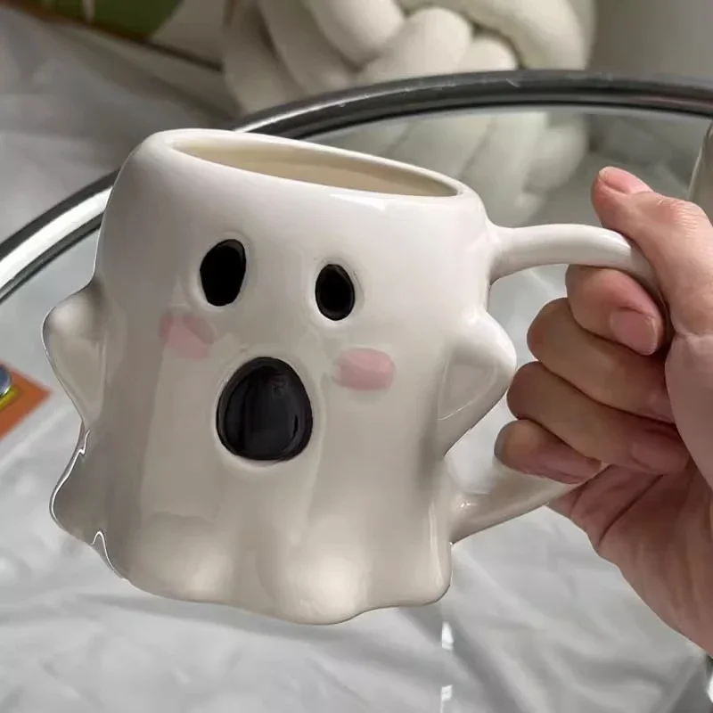 Красное лицо милая форма призрака Хэллоуин Смешная кружка Большая емкость керамическая чашка устойчивость к высоким температурам
