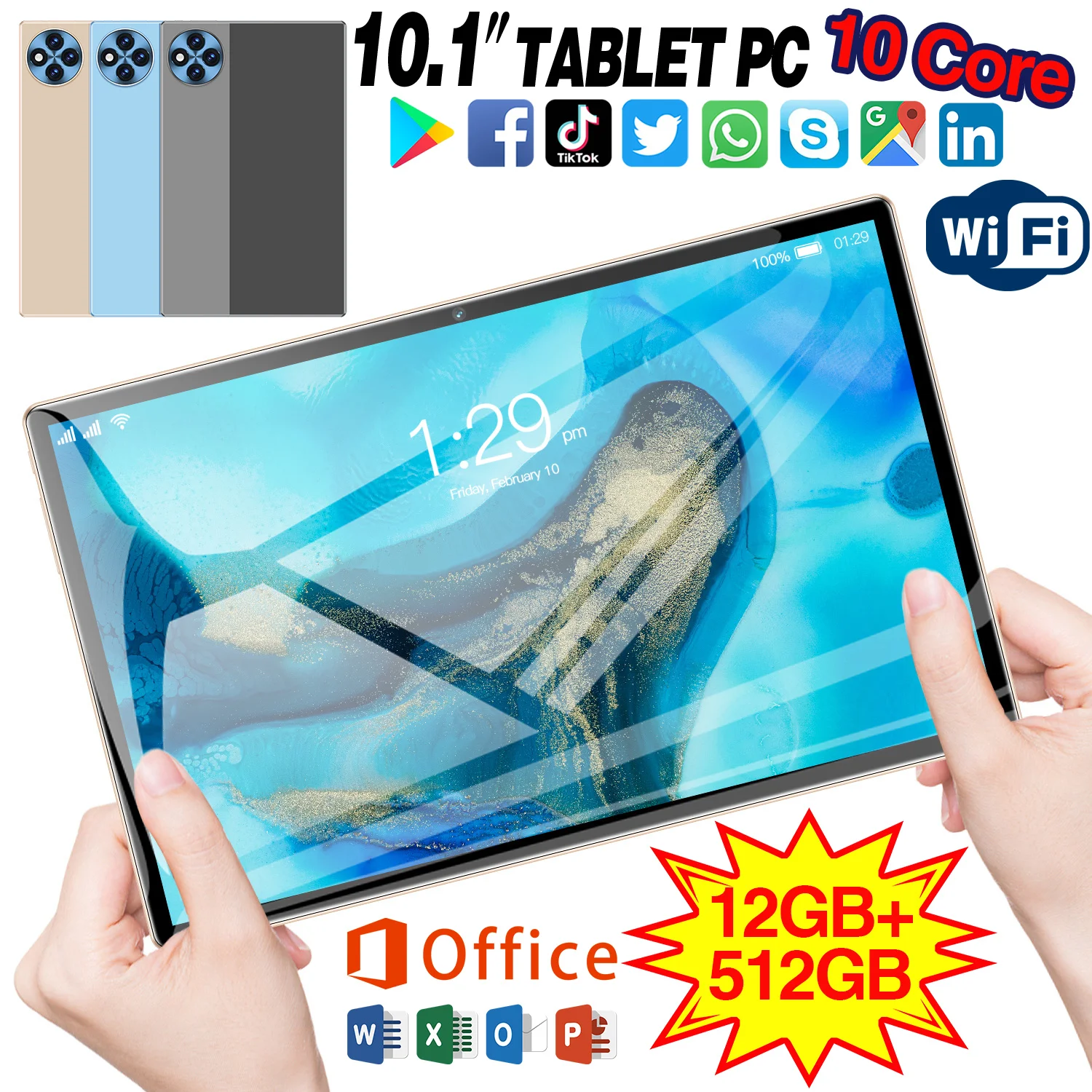 

Global Model Mate X5 10.1-inch Tablet 16GB + 1TB 16MP+32MP Android14 10000mAh Bluetooth5.0 5G Dual SIM Office Gaming Full Screen