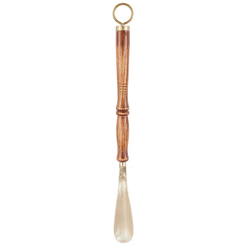 Ash Wood Brass Long Handle Shoehorn  Shoe Extractor
